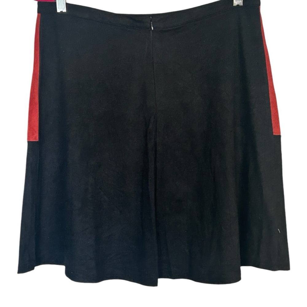 Cupio Fall Autumn Microsuede Faux Suede Black Orange A-Line Skirt L - Picture 2 of 4